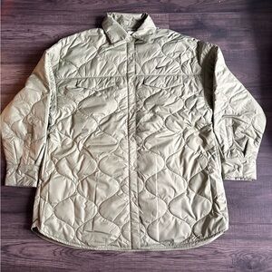 Women’s Nike Essential Quilted Green Trench Snap Jacket